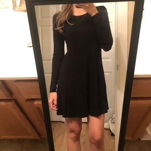Long sleeve ribbed a line dress
